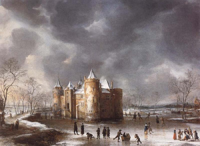 Jan Abrahamsz. Beerstraten The Castle of Muiden in Winter Sweden oil painting art